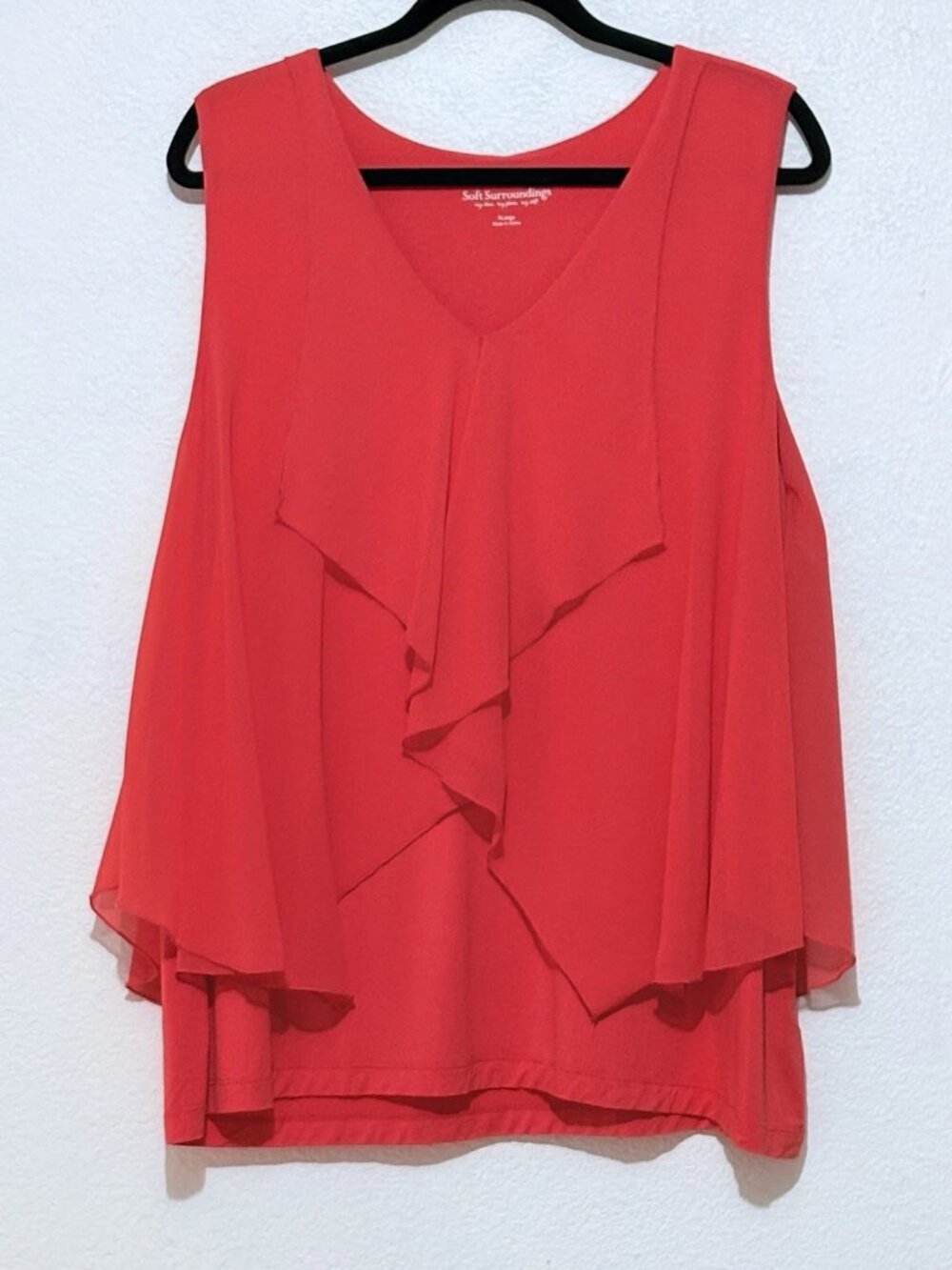 Soft Surroundings Bonita Rosa Woven Overlay Tank Hot Coral Womens XL - Picture 2 of 9